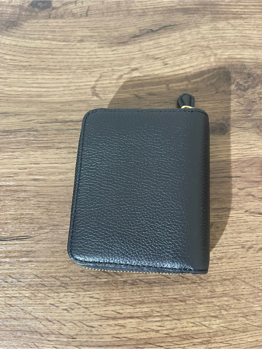 Coach Black Leather Zip-Around Wallet with Gold Hardware
